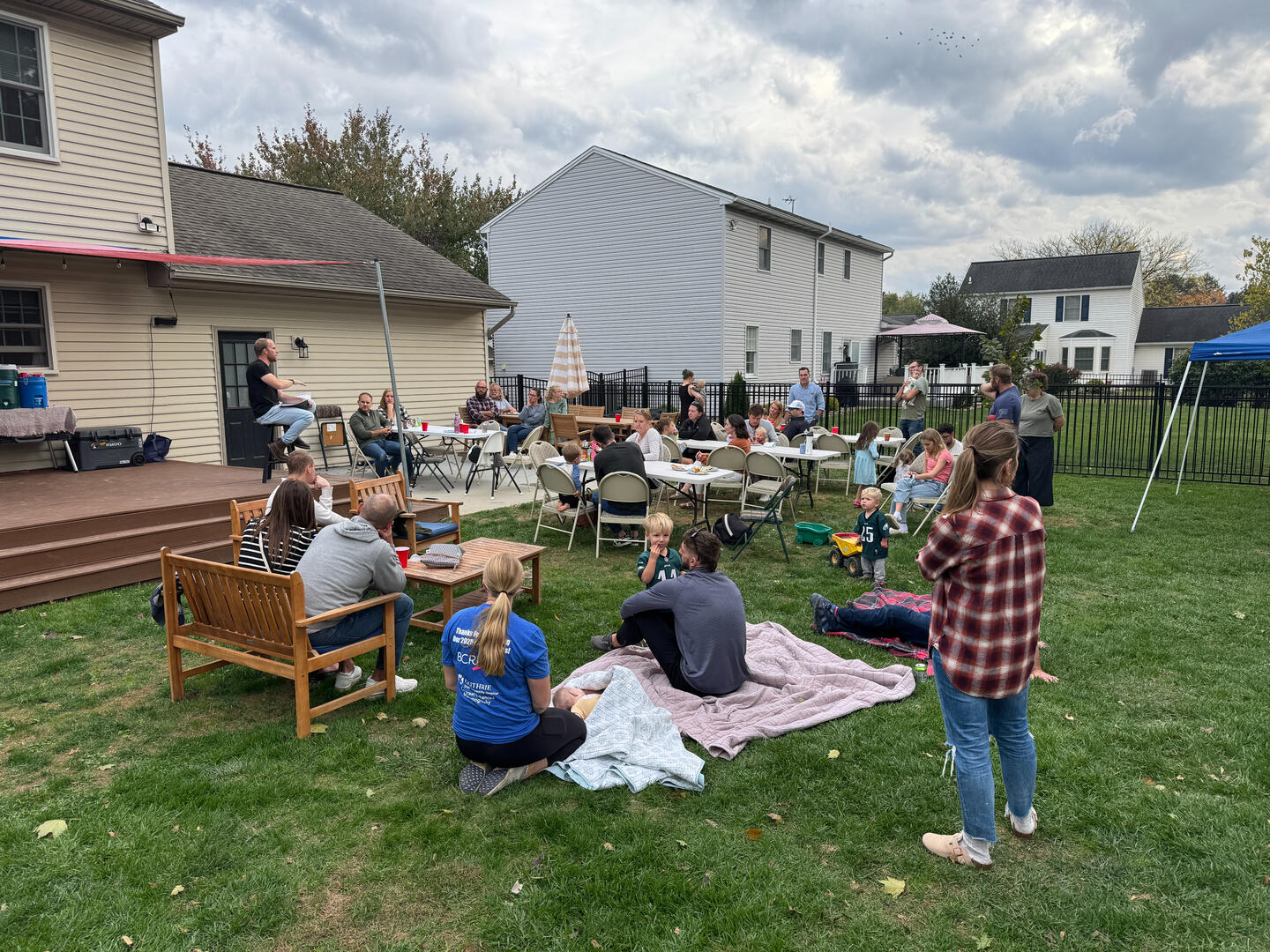 A smiling group of men for the 2025 Dudes & Dads retreat.